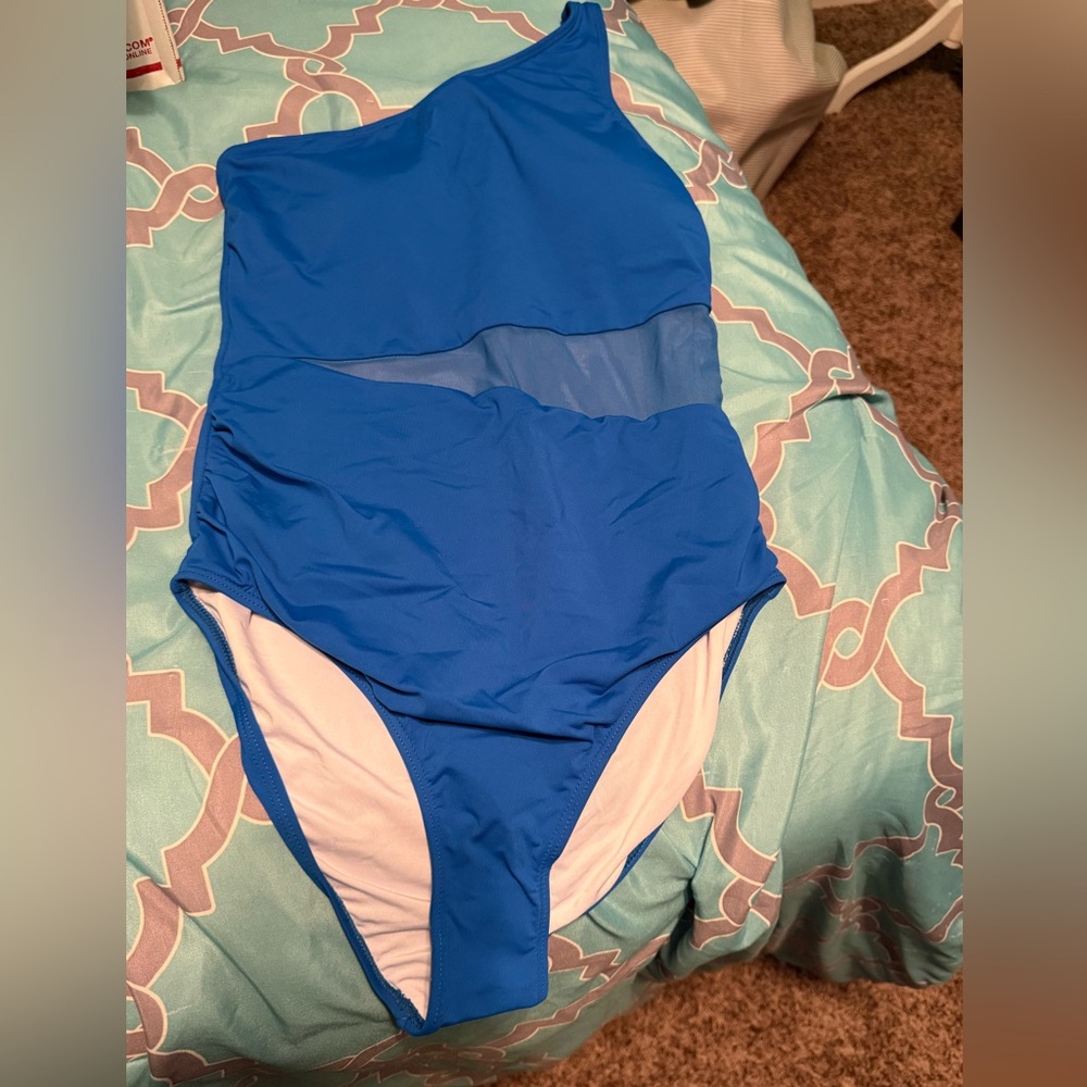 Women’s Blue One-Shoulder Swimsuit